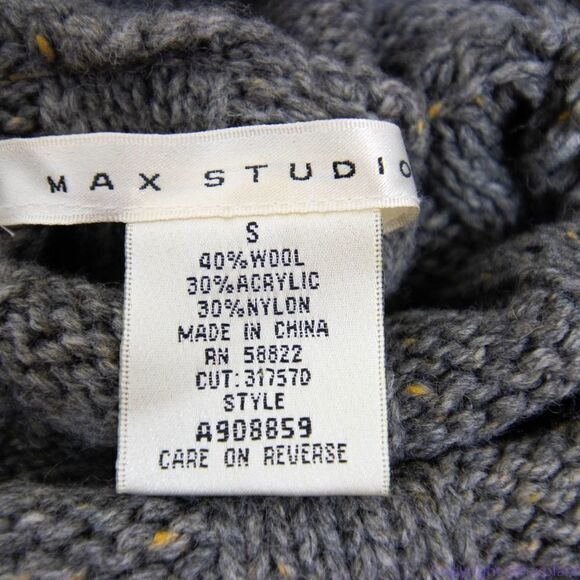 Max Studio wool blend cowl neck cable knit grey pleated sweater dress, size S - Picture 16 of 16